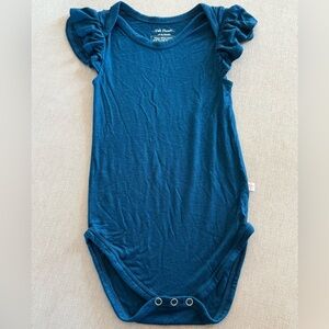 Posh Peanut Teal Ruffle Sleeve Bodysuit